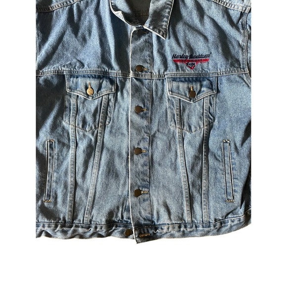 Harley-Davidson Jacket Mens Large Blue Denim Las Vegas Cafe Live To Ride - Picture 3 of 10